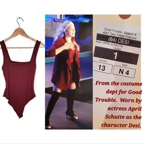 Forever 21 Ribbed Knit Sleeveless Bodysuit in Burgundy Size M